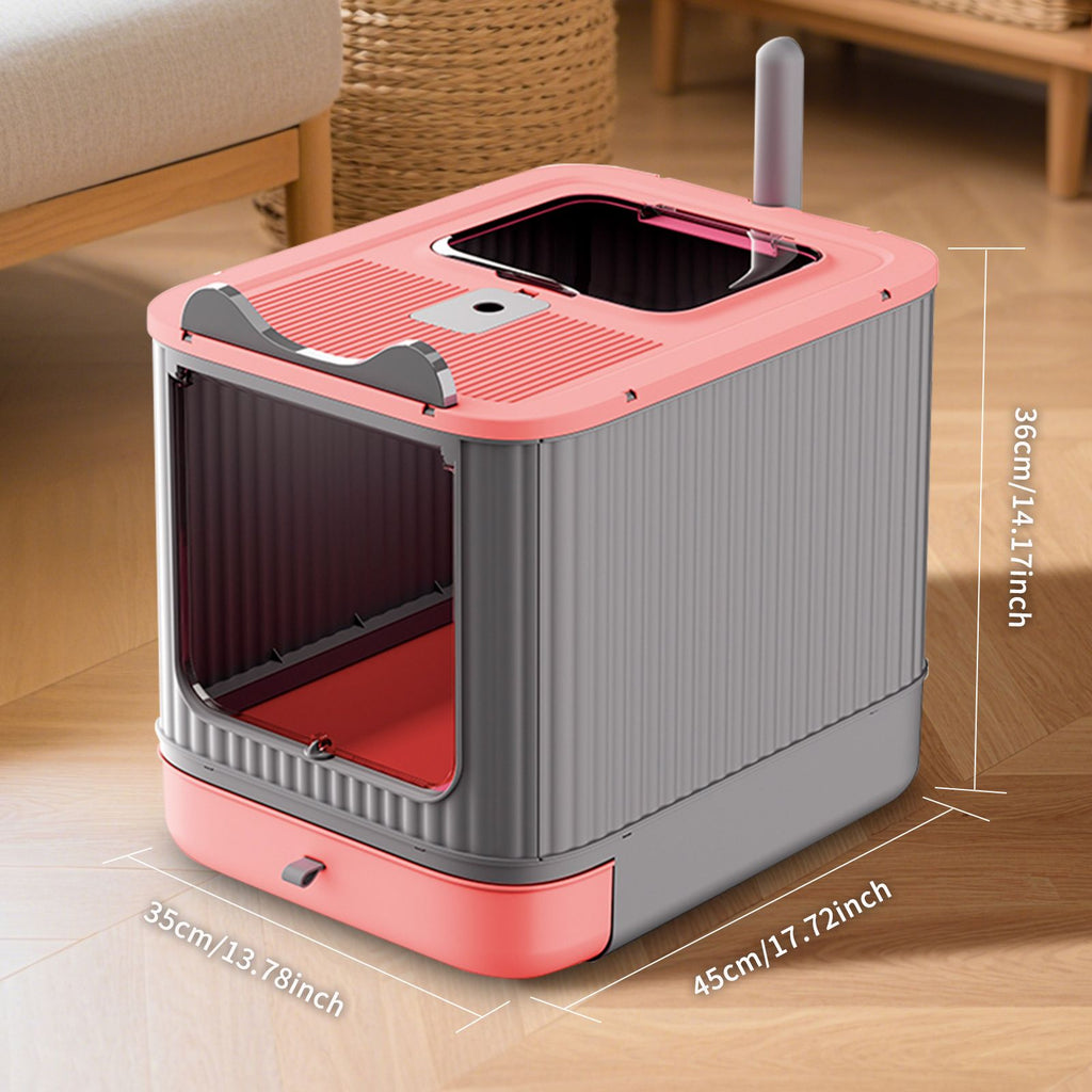 Elf large cat specific litter box, closed and detachable litter box, flip design, odor proof, easy to clean