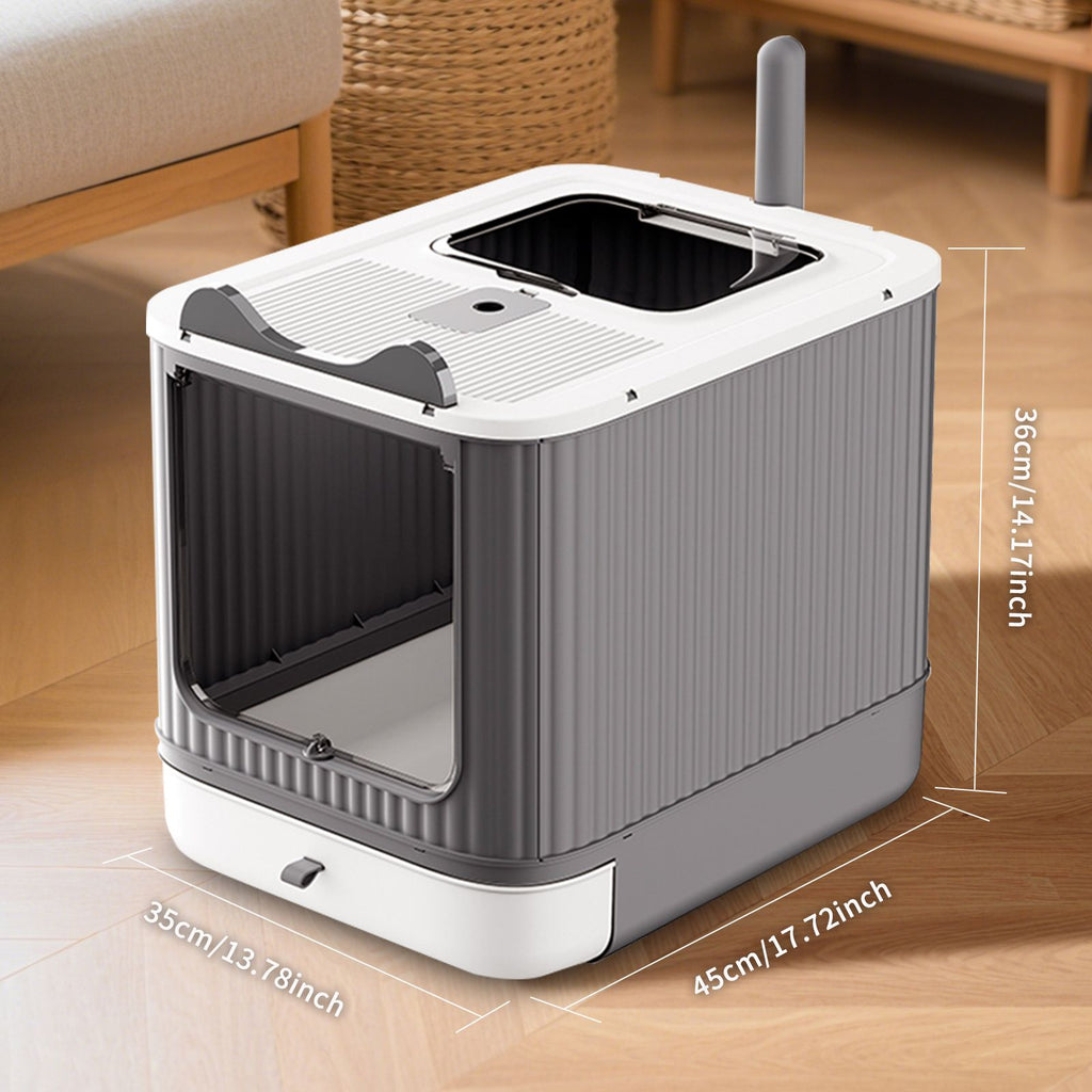 Elf large cat specific litter box, closed and detachable litter box, flip design, odor proof, easy to clean