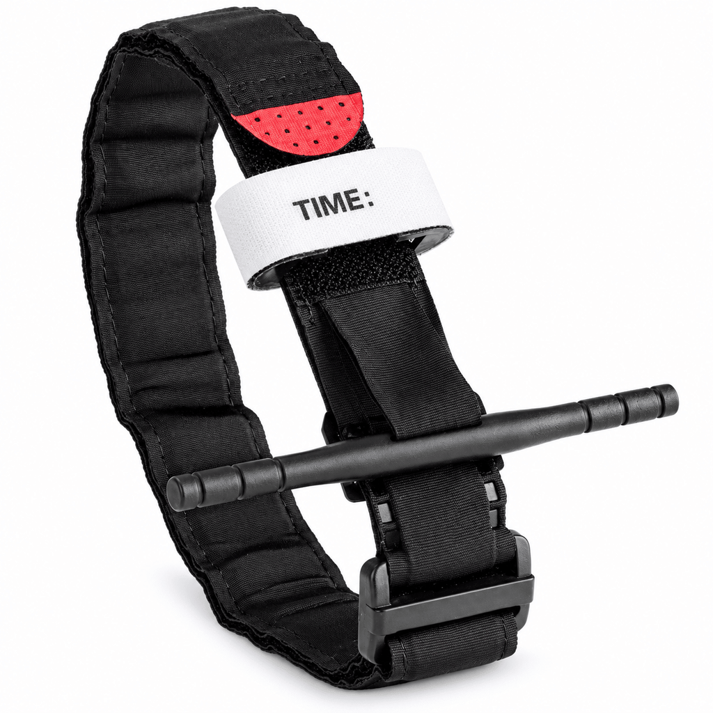 Emergency Windlass Tourniquet with Time Label and Red Pull Tab, Adjustable First Aid Strap for Trauma Kits, Outdoor Preparedness and Training