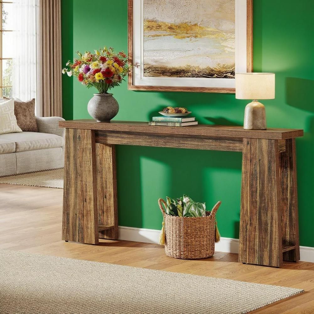 Entryway Console Table, 70.9-Inch Narrow Long Farmhouse Sofa Table Behind Couch