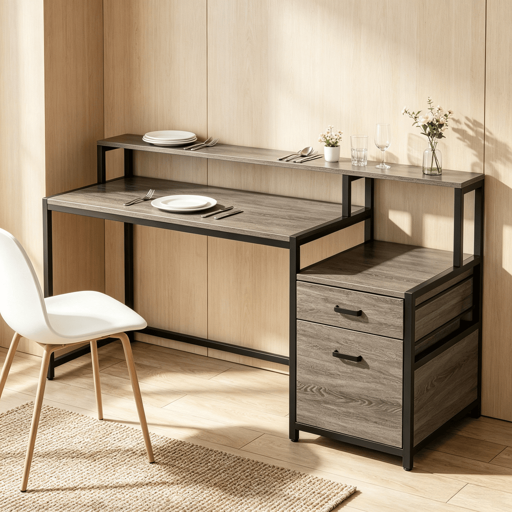 Ergonomic 63'' Computer Desk with Drawers And Monitor Stand - Office Desk for Comfortable Working And Storage
