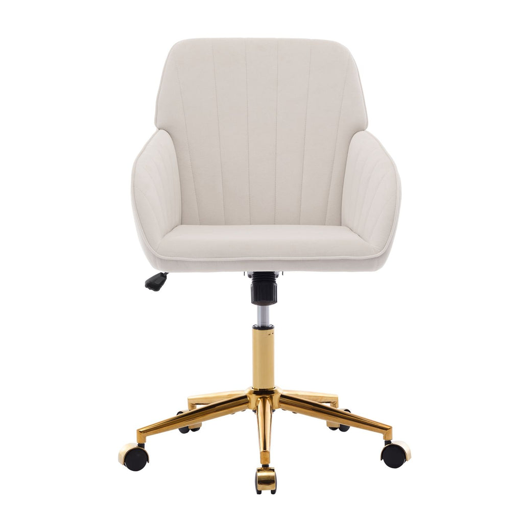 Ergonomic Office Chair with Memory Foam Cushion Corduroy Upholstered Desk Chair Adjustable Swivel Rolling Chair 300LBS Metal Base for Home Office Bedroom Vanity