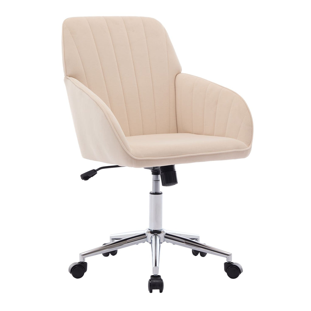 Ergonomic Office Chair with Memory Foam Cushion Corduroy Upholstered Desk Chair Adjustable Swivel Rolling Chair 300LBS Metal Base for Home Office Bedroom Vanity