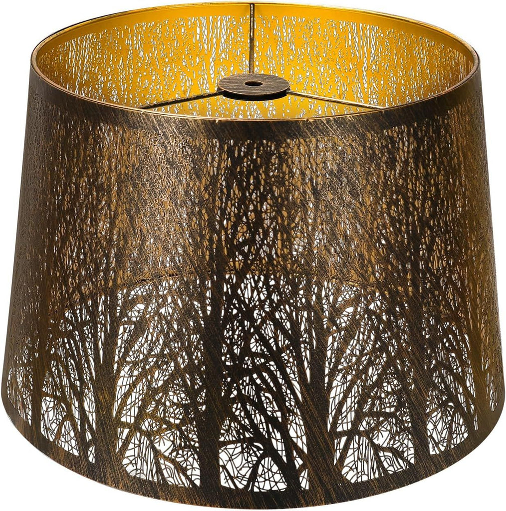 Etched Forest Metal Lampshade, ALUCSET Drum Metal Lamp Shade for Table Lamp