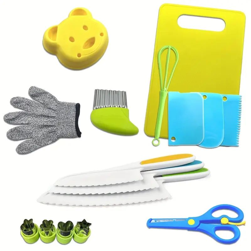 Everyday Kitchens Complete Youngsters Cooking Set - Real Cooking Tools, Safety Knives, and Playful Accessories for Youngsters Aged 4-8, Including Spatula, Ladle, Whisk, Baking Pan, and More, Youngster
