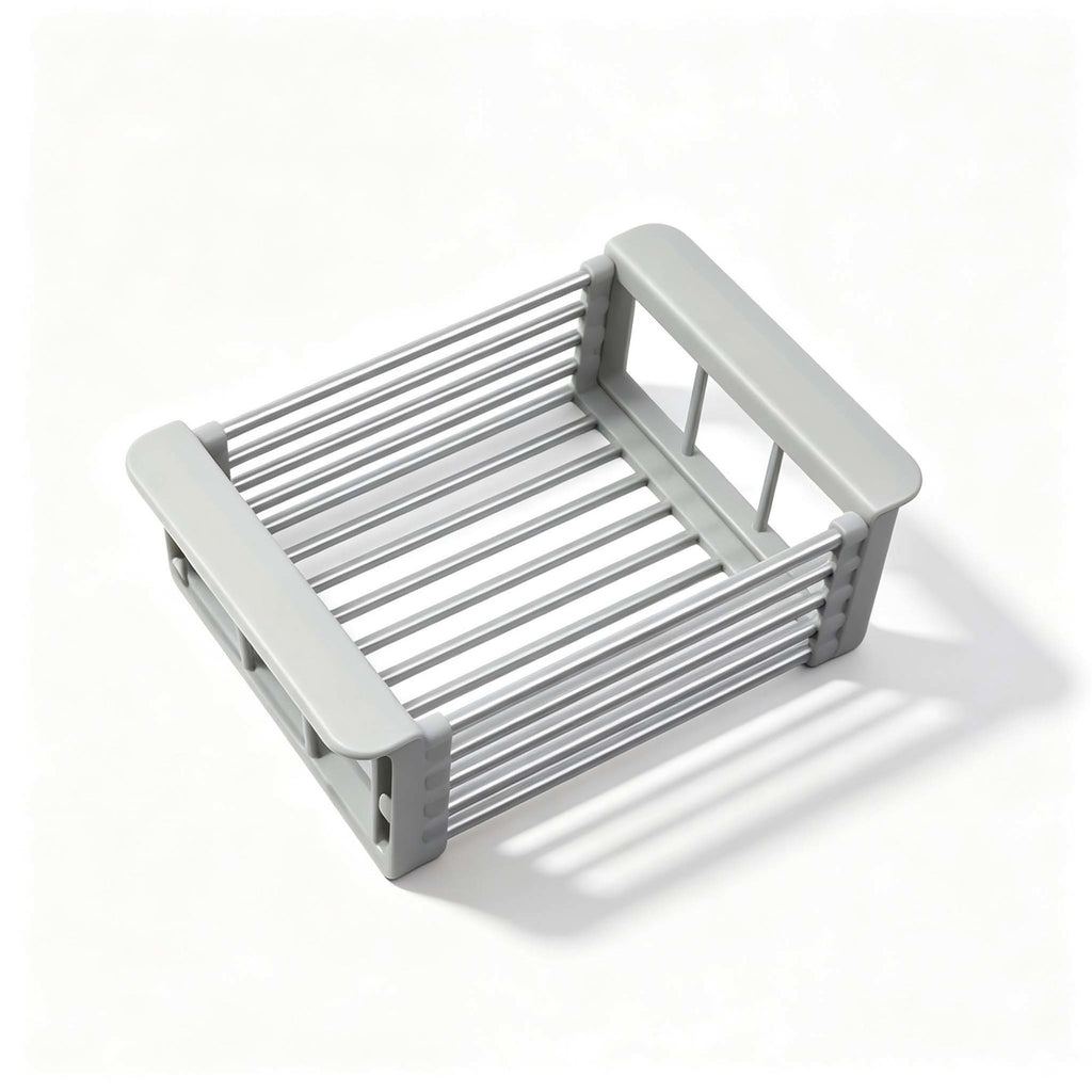 Expandable Stainless Steel Sink Storage Rack, Adjustable Multi Purpose Kitchen Sink Caddy for Sponge, Brush & Soap, Countertop Drain Basket