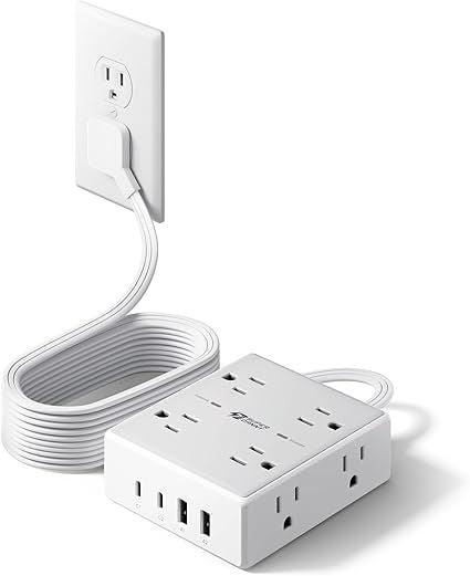 Extension Cord with Outlets Flat Plug Surge Protector Power