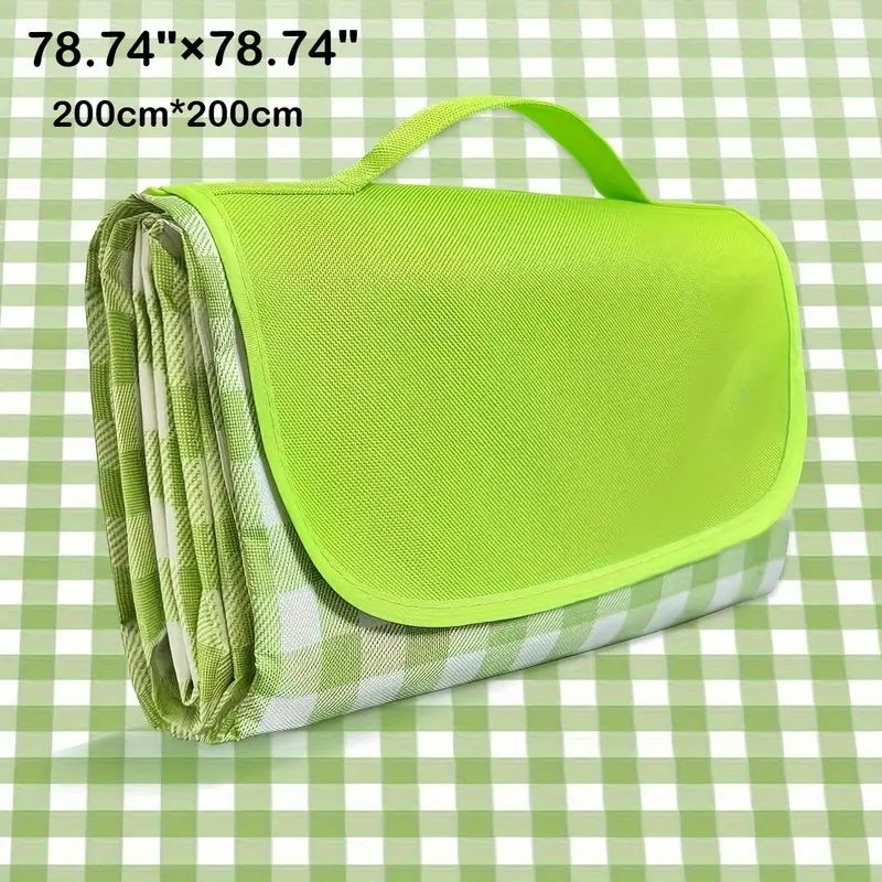 Extra Large Outdoor Picnic Blanket, Camping, Beach, BBQ Mat - Heavy-Duty Portable Indoor/Outdoor groundsheet with - Large Gathering, Parties, Tailgates - Easy-Clean Yellow & Checkerboard Pattern - Han