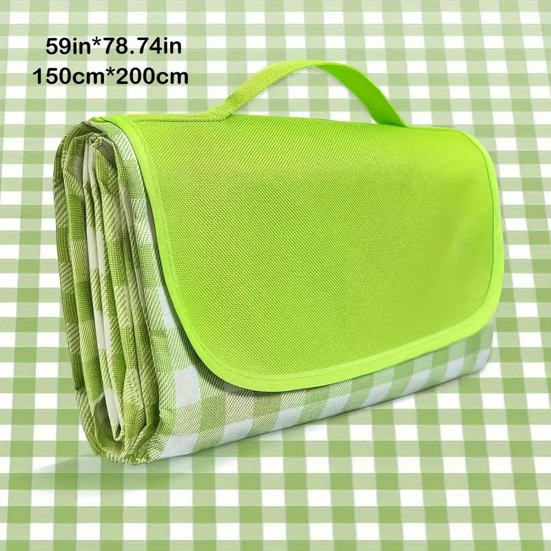 Extra Large Outdoor Picnic Blanket, Camping, Beach, BBQ Mat - Heavy-Duty Portable Indoor/Outdoor groundsheet with - Large Gathering, Parties, Tailgates - Easy-Clean Yellow & Checkerboard Pattern - Han
