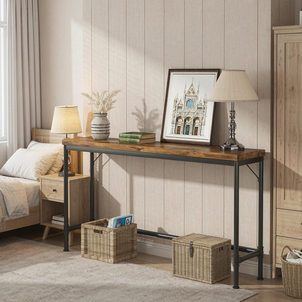 Extra Long Narrow Console Table 70.9 Inch Sofa Table Industrial Style Hallway Furniture