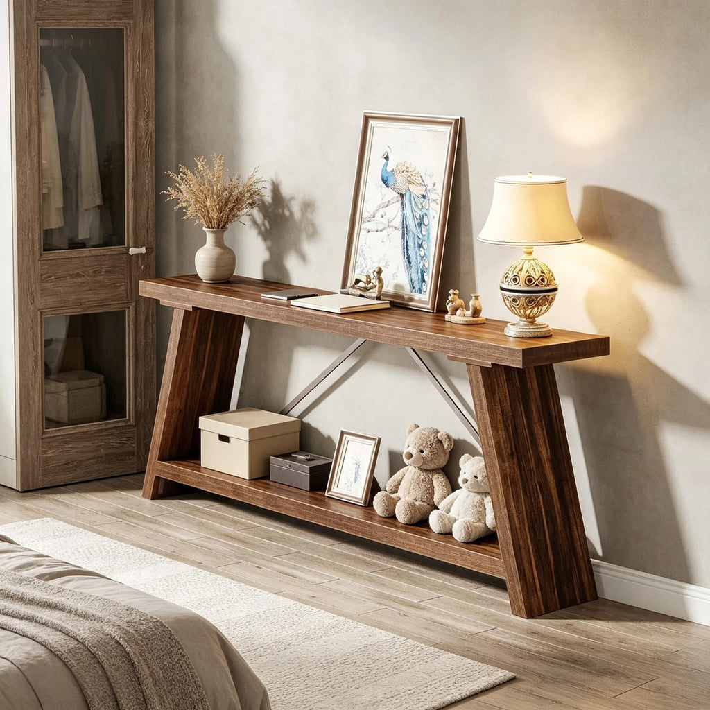 Extra Long Sofa Table 70.9" Console Table behind Couch Living Room Decorative