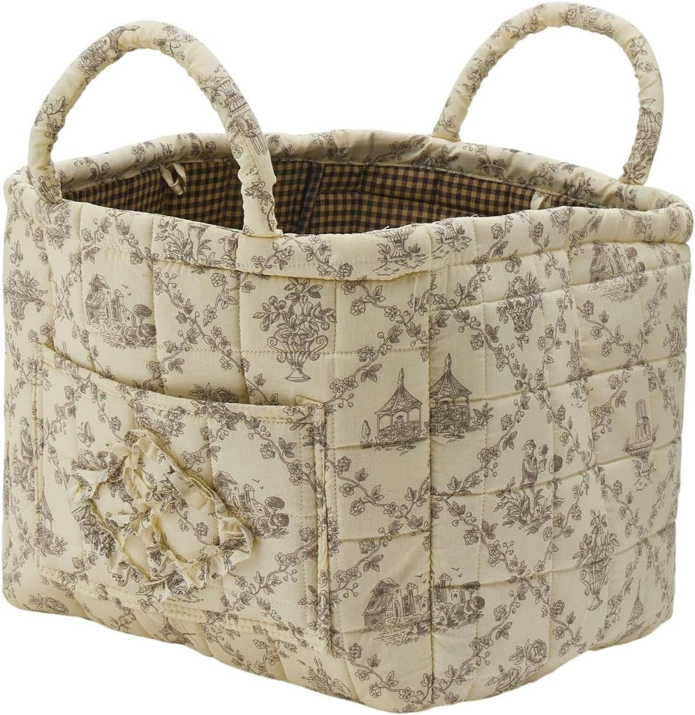 Fabric Storage Basket, Large Capacity Laundry Basket, 12.2'' x 10.23'' x 10.23'' Collapsible Laundry Hamper with Easy Carry Handles