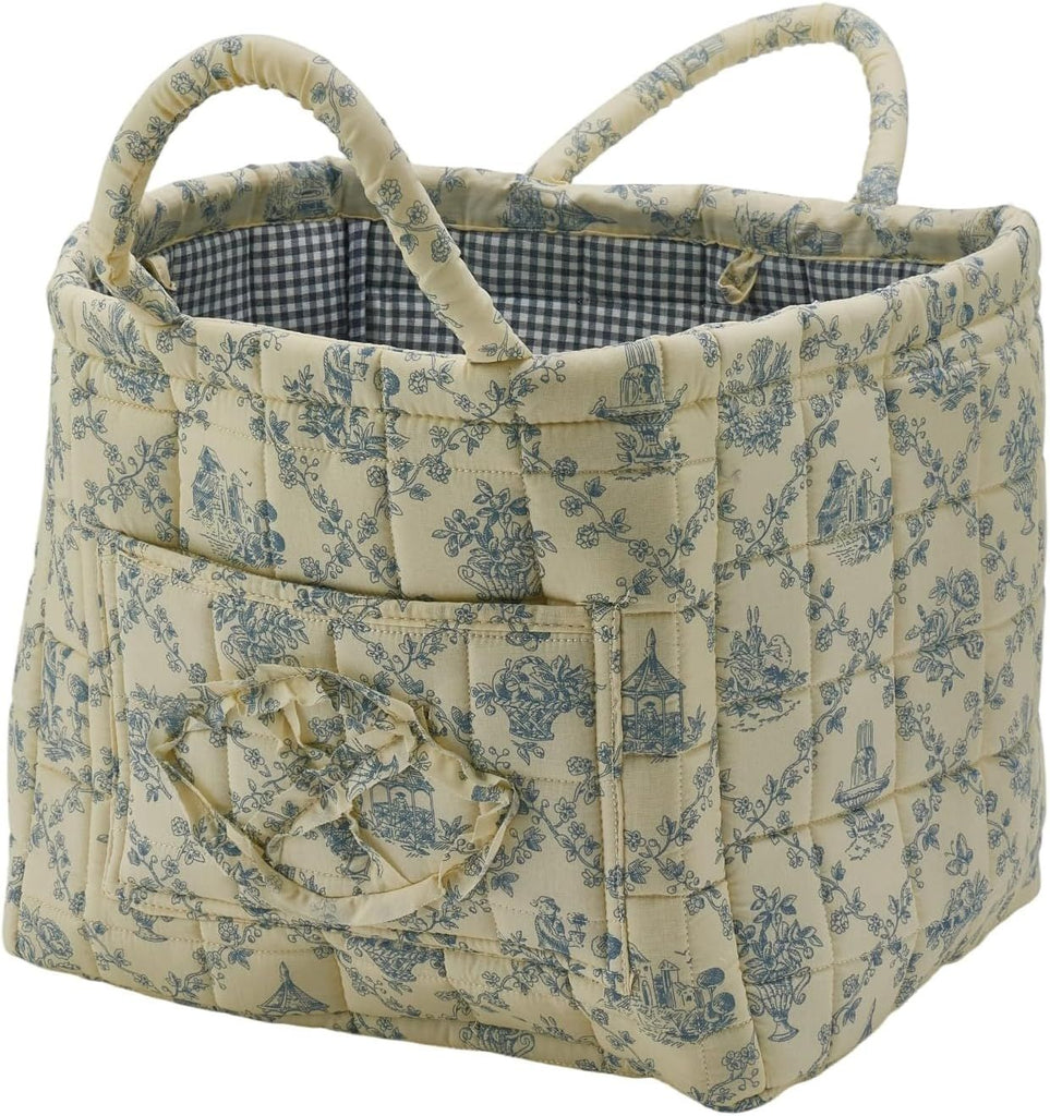 Fabric Storage Basket, Large Capacity Laundry Basket, 12.2'' x 10.23'' x 10.23'' Collapsible Laundry Hamper with Easy Carry Handles