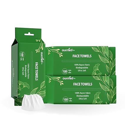 Face Towels - Versatile Disposable Biodegradable face towel for Sensitive Skin Facial Tower for Cleansing, Skincare, Makeup Removal & Dry Wipes,