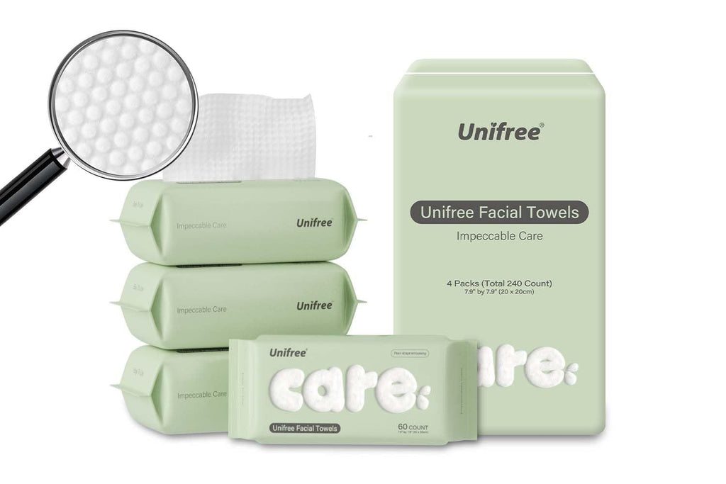 Facial Towel l Disposable Dry Wipes l 4 -pack Value Pack, 240 Count Towel, Absorbent, Reusable, Soft, Comfort Skincare