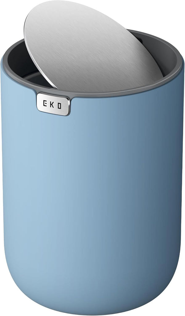 Fandy 0.58 Gal/2.2L Mini Trash Can with Lid, Swing-Top Desktop Trash Can for Bathroom, Countertop, Vanity, Desk or Office, Small Garbage Bin (Blue)