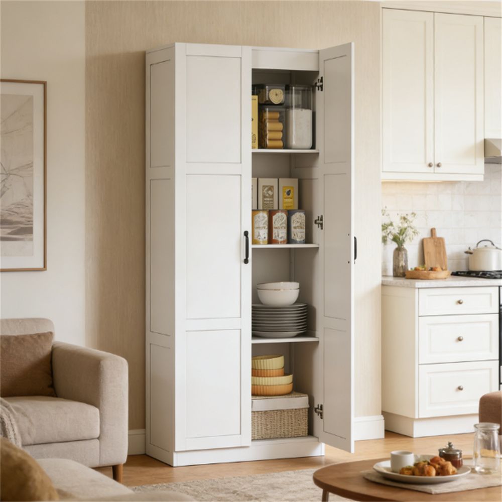 Farmhouse cutlery cabinet, high cabinet, storage cabinet, White