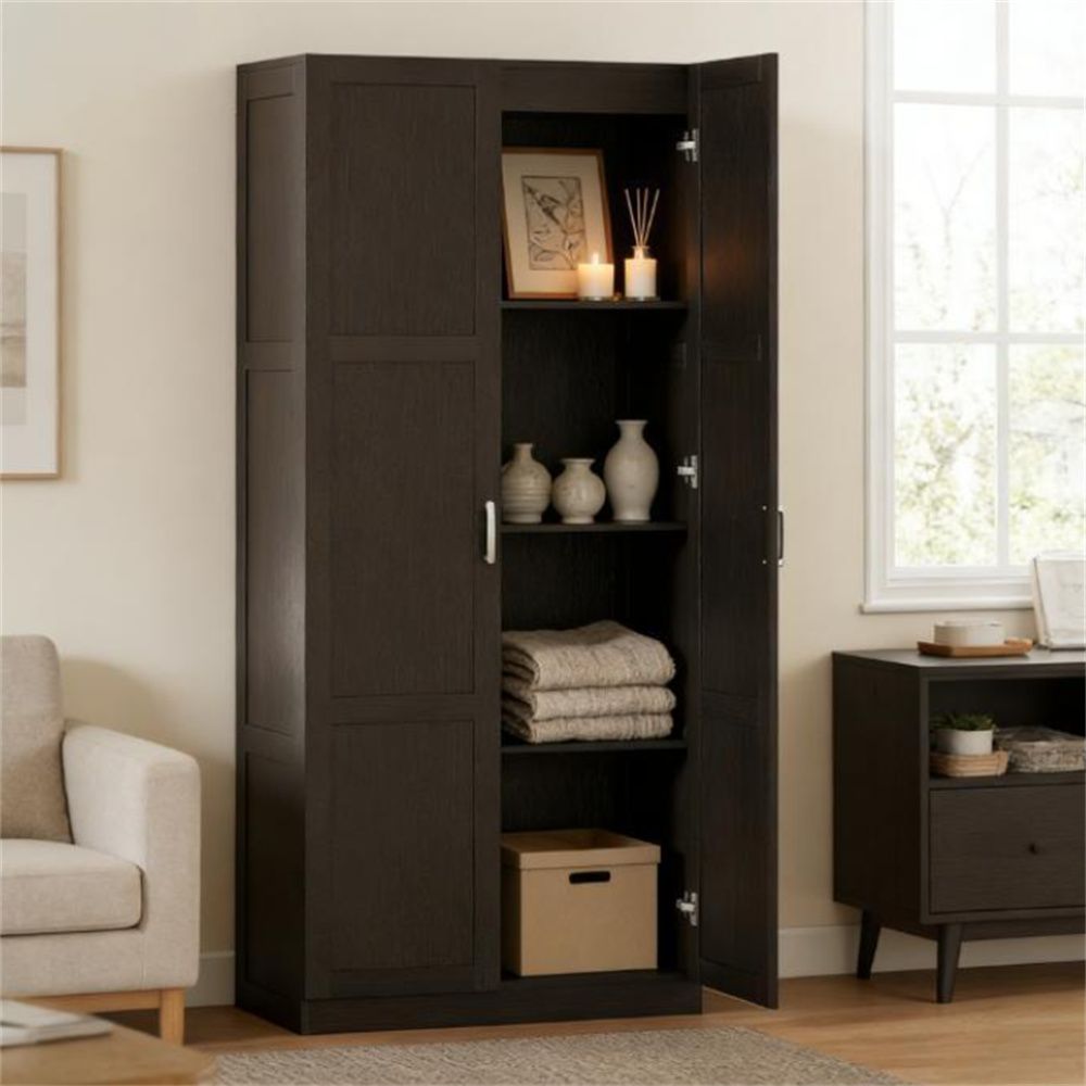Farmhouse cutlery cabinet, tall cabinet, storage cabinet, dark brown