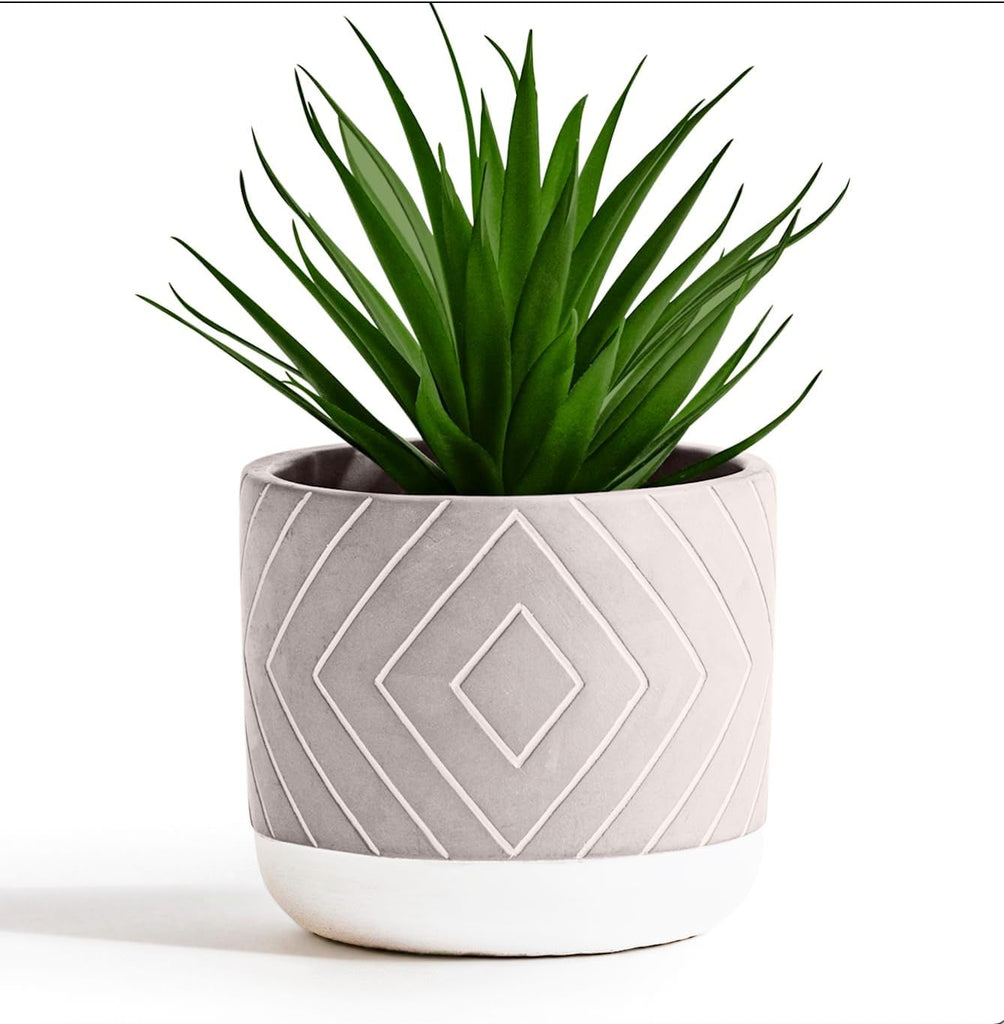 Farmhouse Desk Plant | 8" Small Artificial Plants in Pots | Handmade Cement Pot with Small Fake Plant | Decorative Plants for Office, Bathroom, Shelf Decor | Faux Plant Indoor