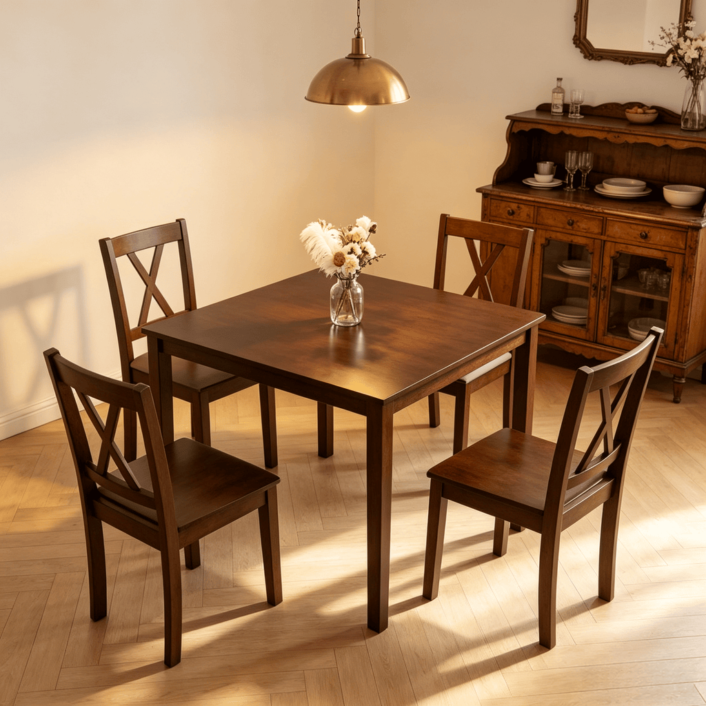 Farmhouse Dining Table for 4 People 35 Inch Square Kitchen Table - Casual Dining Room Furniture