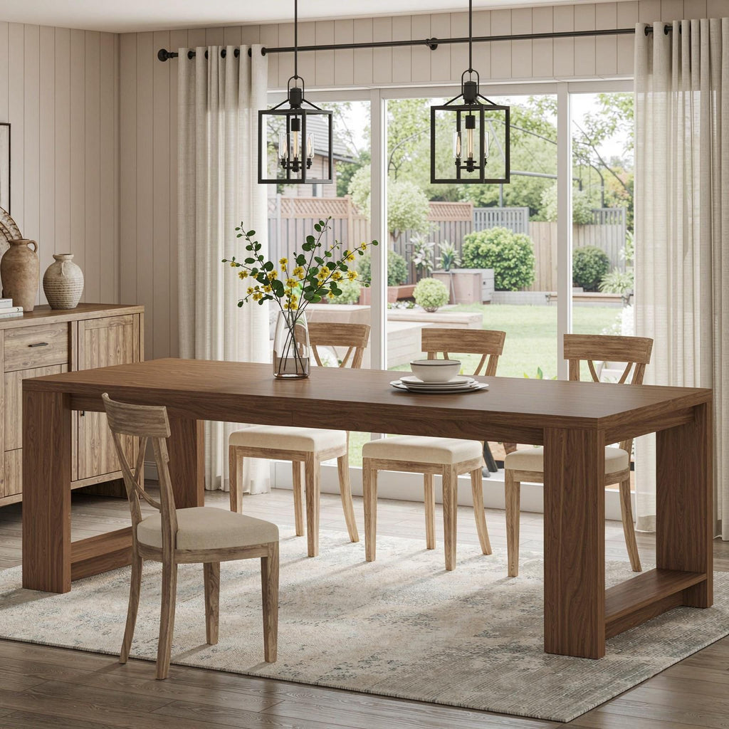 Farmhouse Kitchen Dining Table 86" Long Dinner Table for 8 to 10 People  Table  Dining Table-Excluding chairs