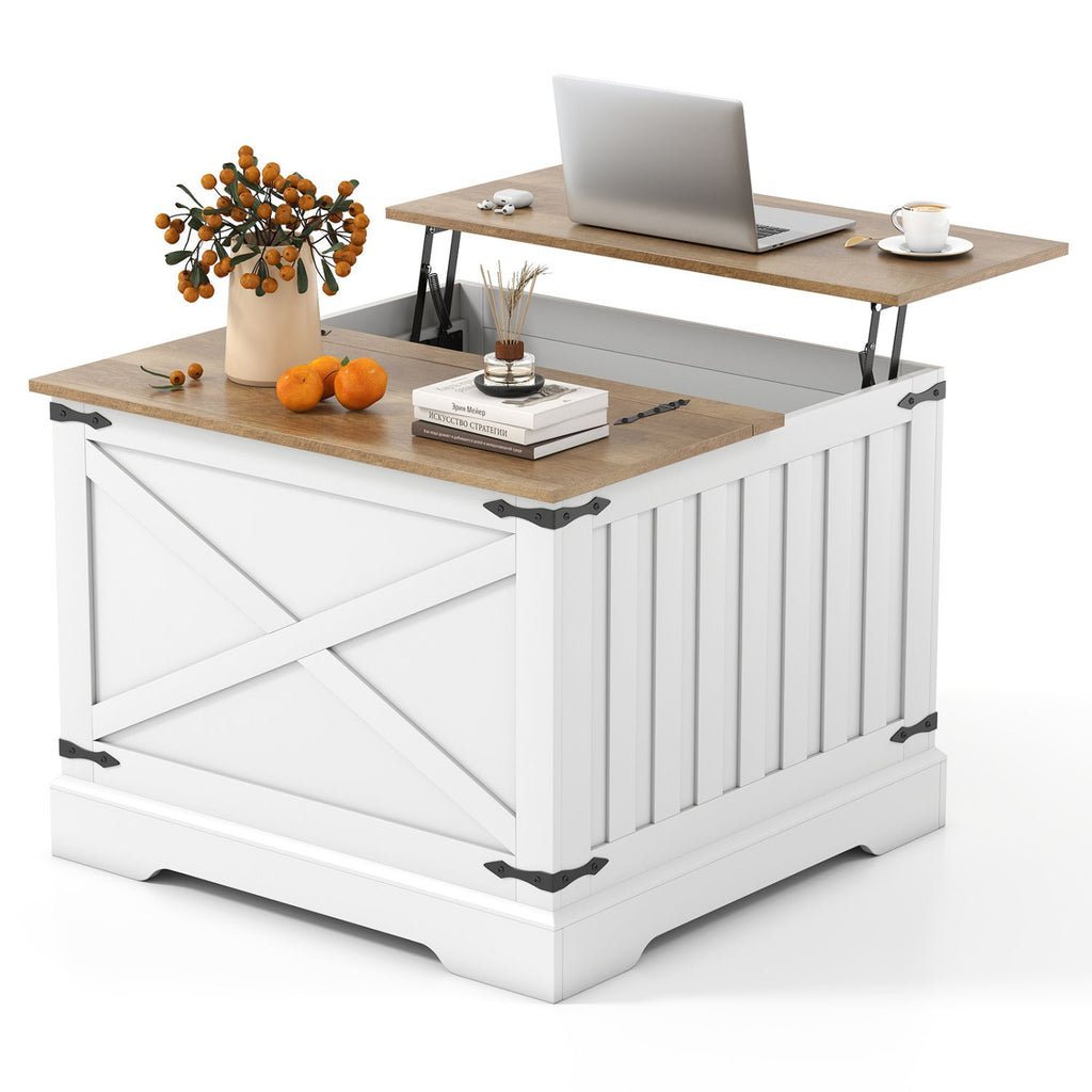 Farmhouse Lift Top Coffee Table with Hidden Storage Compartment