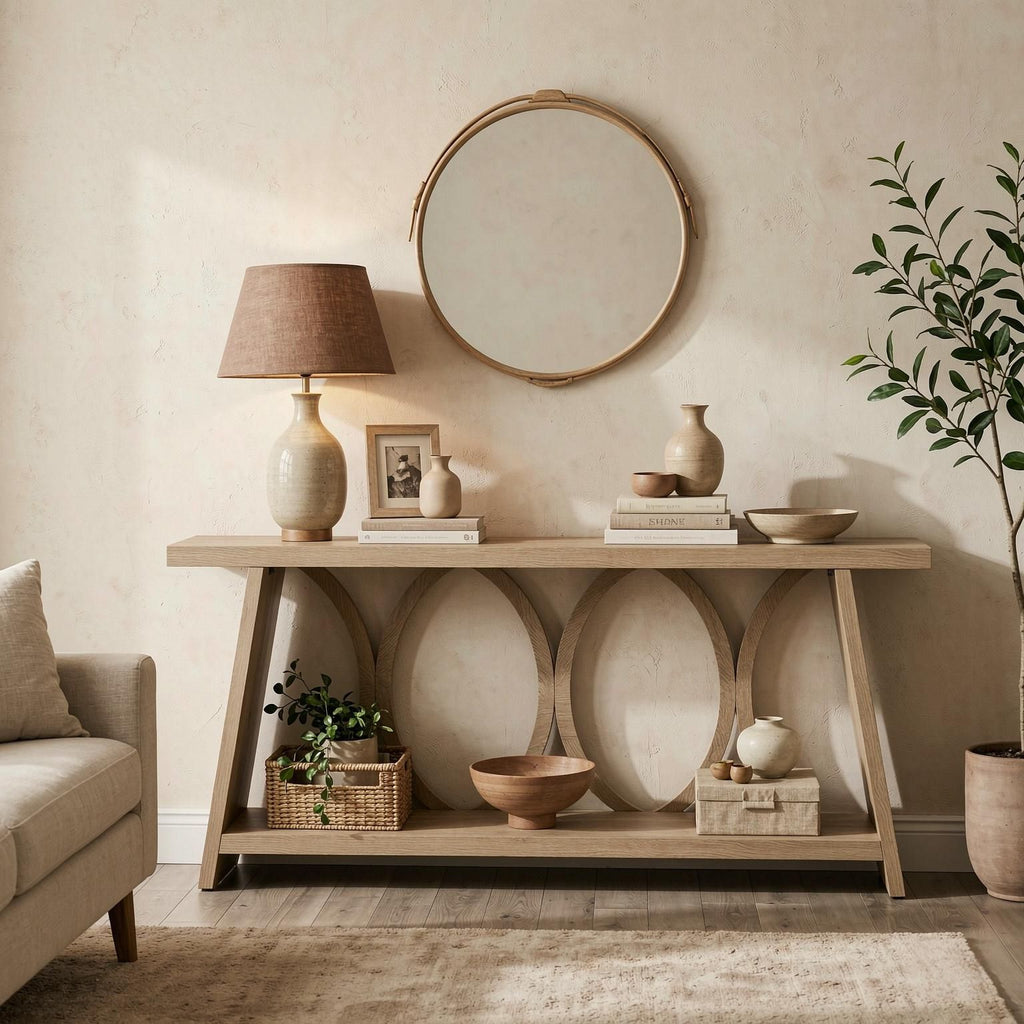 Farmhouse Sofa Table with 2-Tier Shelf 70.9 Inch Console Table Hallway Accent Table Wood Living Room Decorative Table