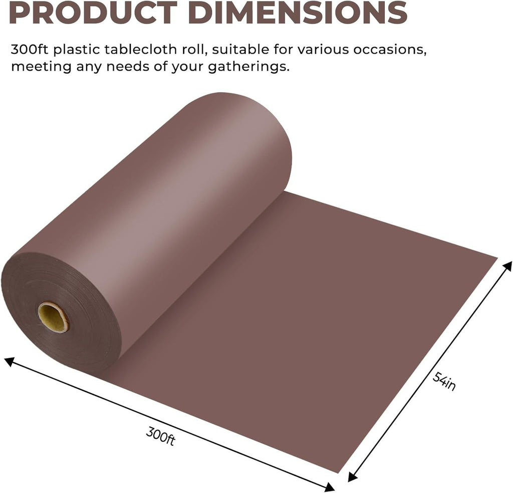 Feet Plastic Table Cover Roll Premium Disposable Plastic Tablecloth for All Type/Shape Tables