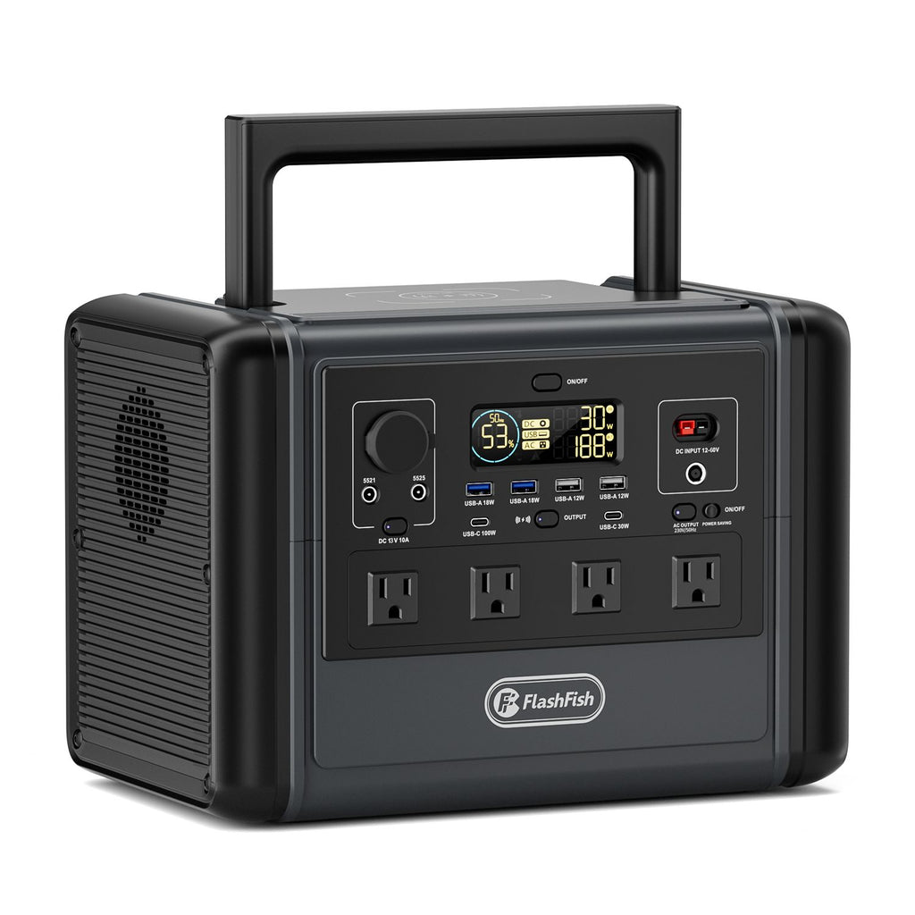 FF Flashfish 1200W Portable Power Station, 768Wh LiFePO4 High-capacity Solar Generator, Power Battery Backup With 4*AC Outputs And 6*USB Outputs, Suitable For RV Travel, Home Emergencies, Backyard Gar