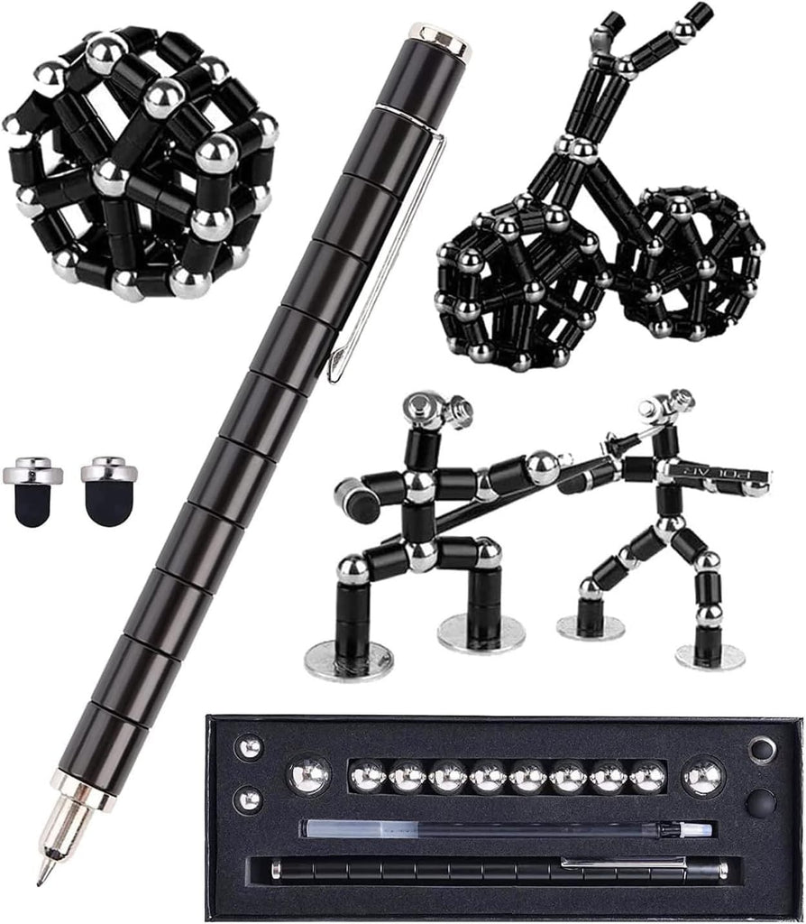 Fidget Pen Decompression Magnetic Metal Pen, Multifunctional Deformable Magnet Writing Pen, Relieving Stress, Build Various Shapes, Polar Pen