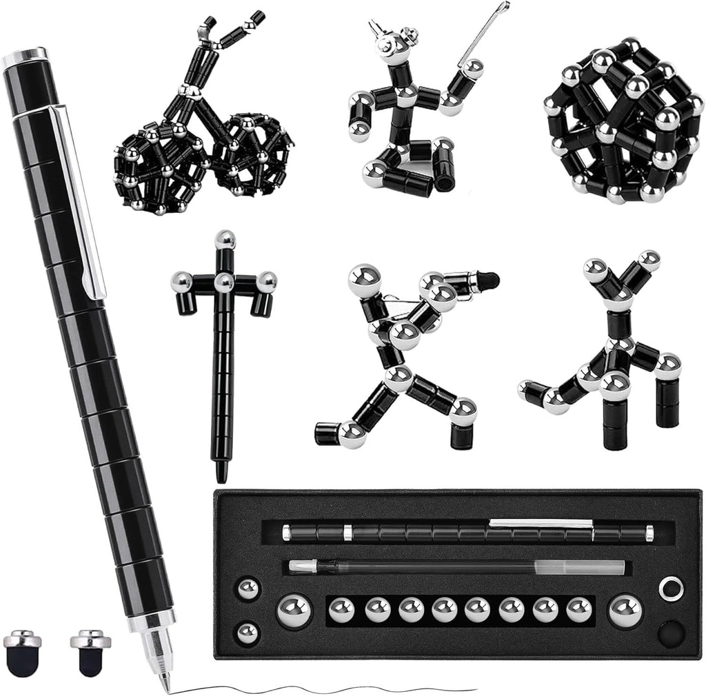 Fidget Pen, Decompression Magnetic Pen, Multifunctional Deformable Writing Pens, Sensory Gadget for Kill Time, Cool Fidget Toy for Stress and Anxiety Relief, Best Novelty Gifts for Teens and Adults