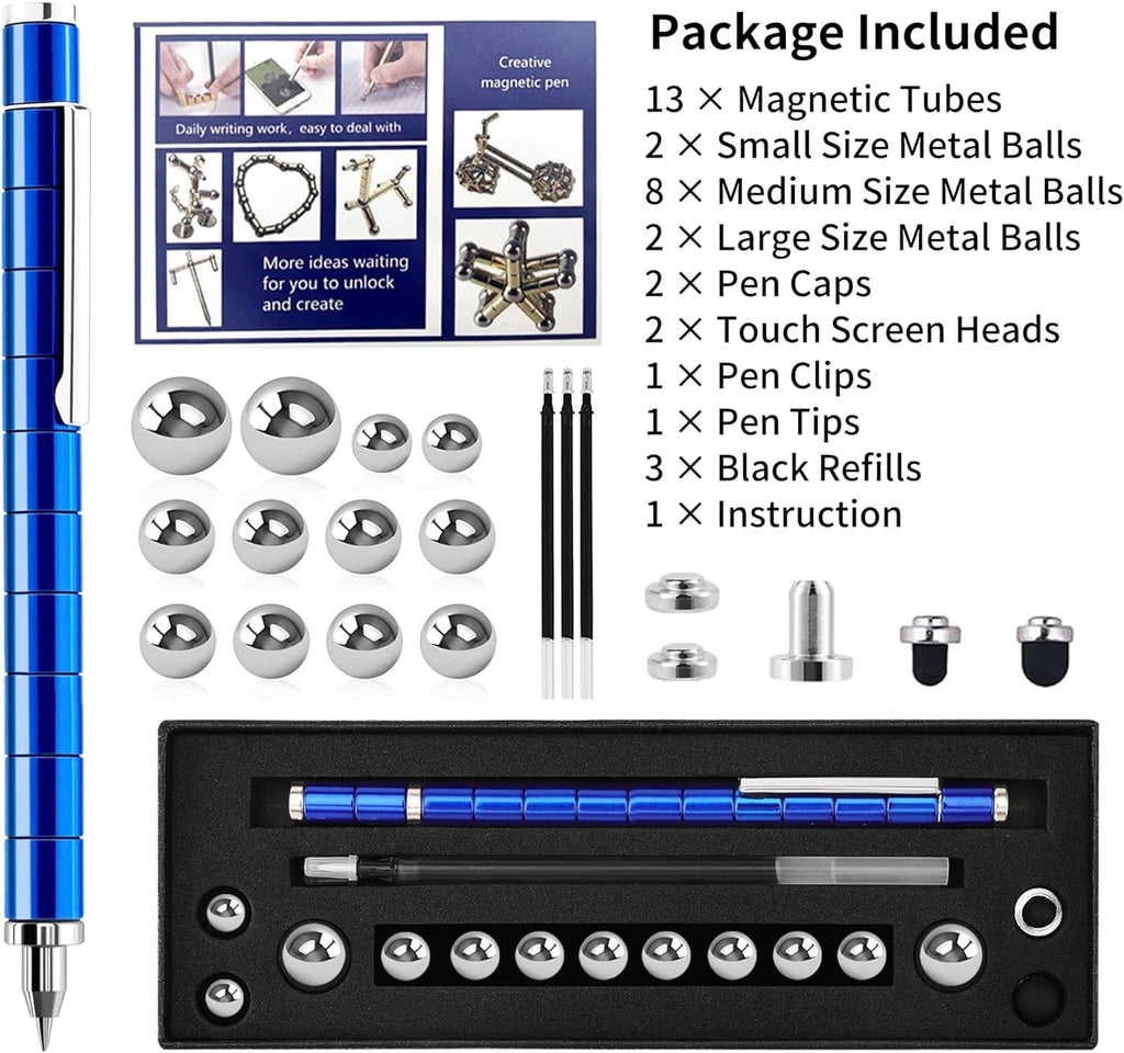 Fidget Pen, Decompression Magnetic Pen, Multifunctional Deformable Writing Pens, Sensory Gadget for Kill Time, Cool Fidget Toy for Stress and Anxiety Relief, Best Novelty Gifts for Teens and Adults