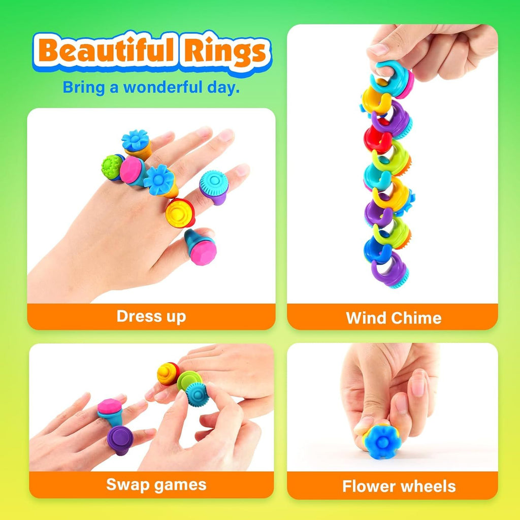Fidget Rings Sensory Toys for Kids: 18 Pack Fidget Anxiety Spinner Rings- Autism Sensory Toy