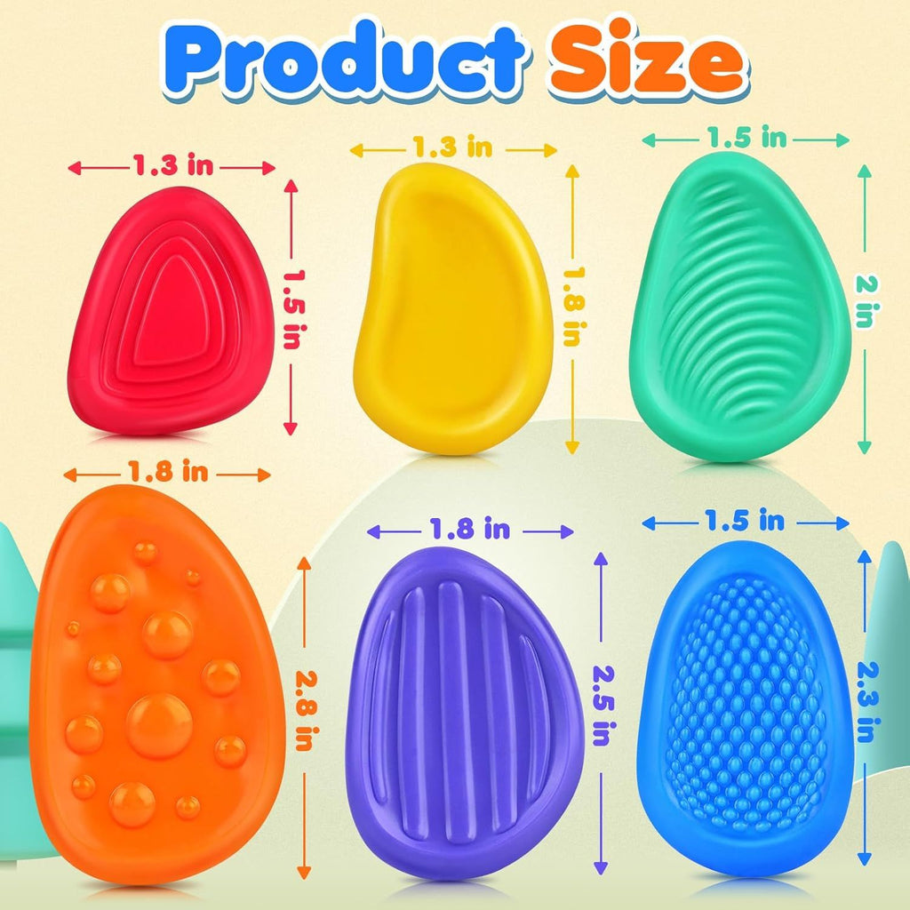 Fidget Toys Sensory Stone for Kids: 6 Pack Textured Soft Worry Stone for Autism Kids Calming - Fidget Stress Toys for Students Anxiety Relief - Small Prizes Fidget Toys
