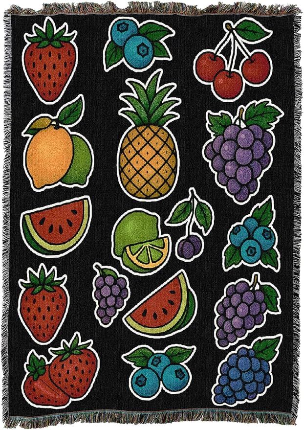 Fierce Blooms - Tattoo Design - Tapestry Throw Blanket Woven from Cotton - Made in The USA (50x60)