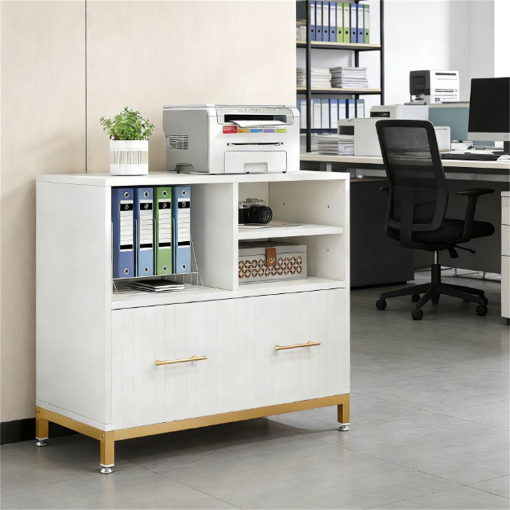 File cabinet, printer stand with drawers and open storage, multifunctional adjustable file cabinet storage cabinet