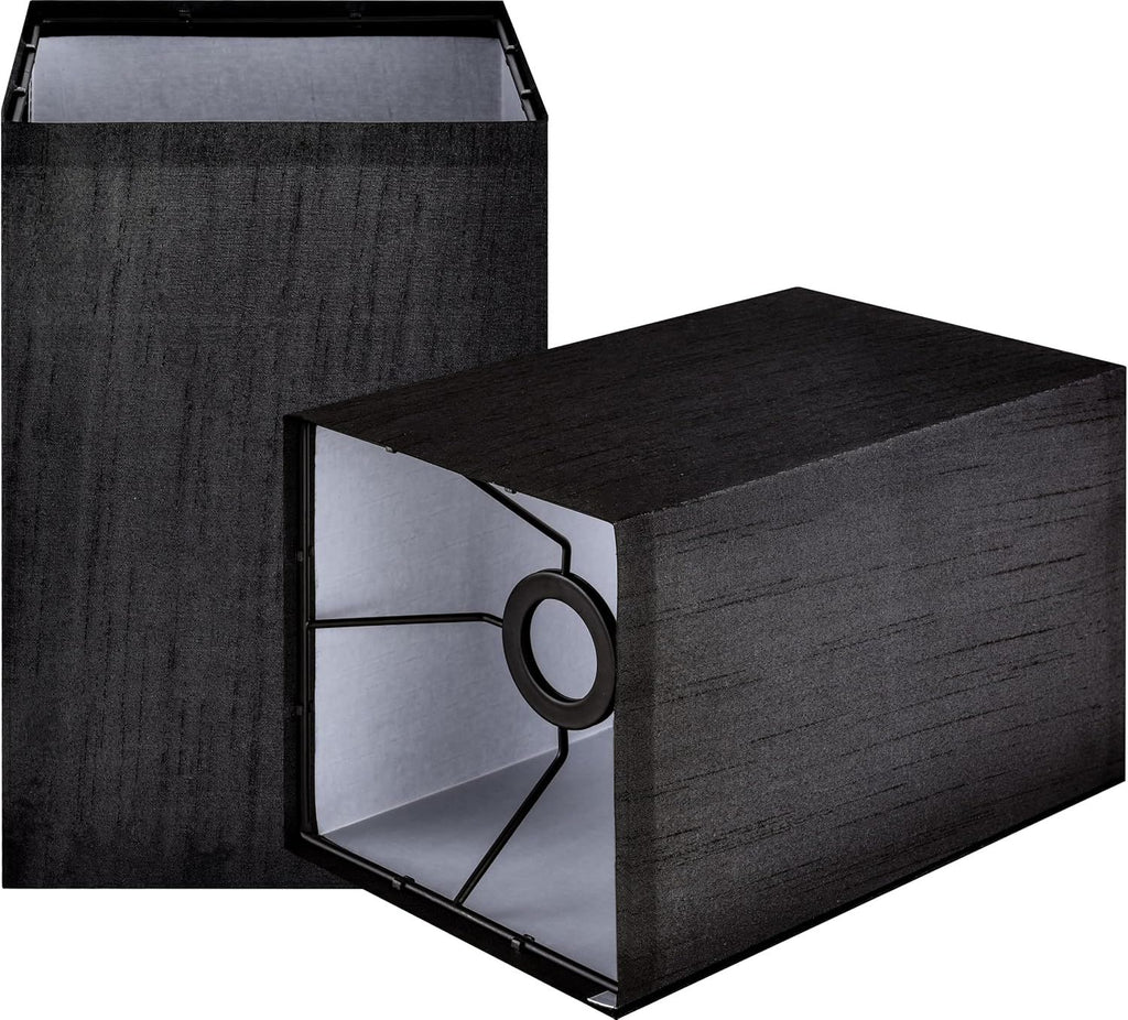 Fitter Type Modern Square Lamp Shade Set of 2 Small Black,L6.3"x W6.3"x H9.84" Fabric