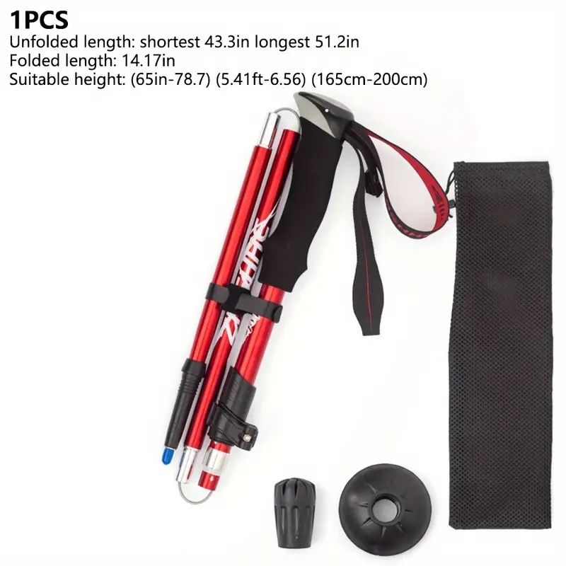 Five Section Folding Trekking Cane For Hiking And Walking - Lightweight 7075 Aluminum, Strong And Durable Outer Lock And High-density EVA Grip, Men'S And Women'S Cane, Foldable, Stretchable, Camping E