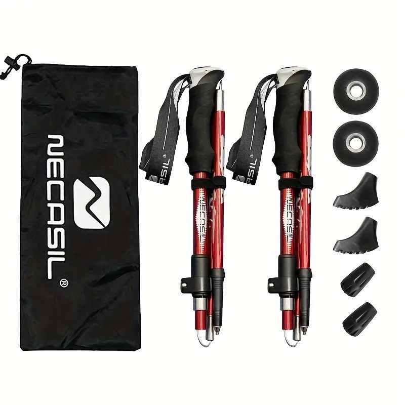 Five Section Folding Trekking Cane For Hiking And Walking - Lightweight 7075 Aluminum, Strong And Durable Outer Lock And High-density EVA Grip, Men'S And Women'S Cane, Foldable, Stretchable, Camping E