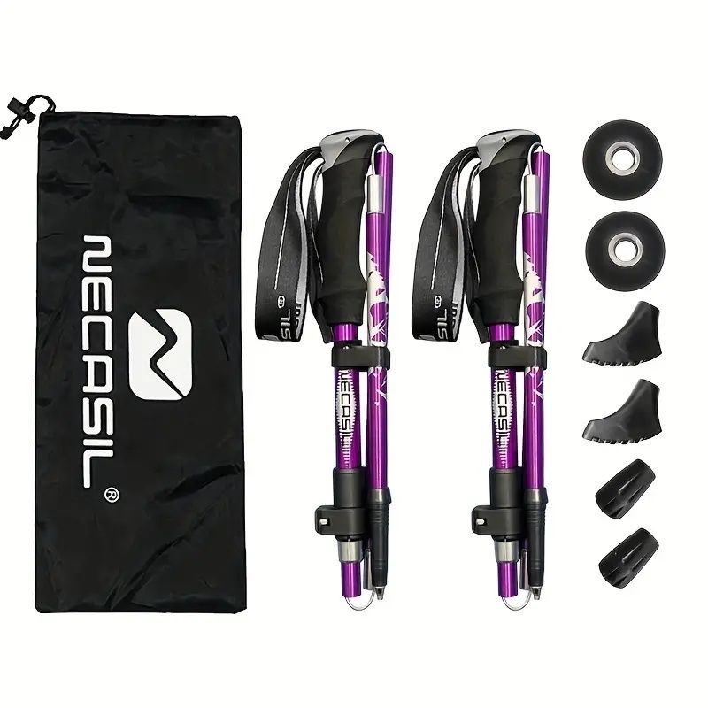 Five Section Folding Trekking Cane For Hiking And Walking - Lightweight 7075 Aluminum, Strong And Durable Outer Lock And High-density EVA Grip, Men'S And Women'S Cane, Foldable, Stretchable, Camping E