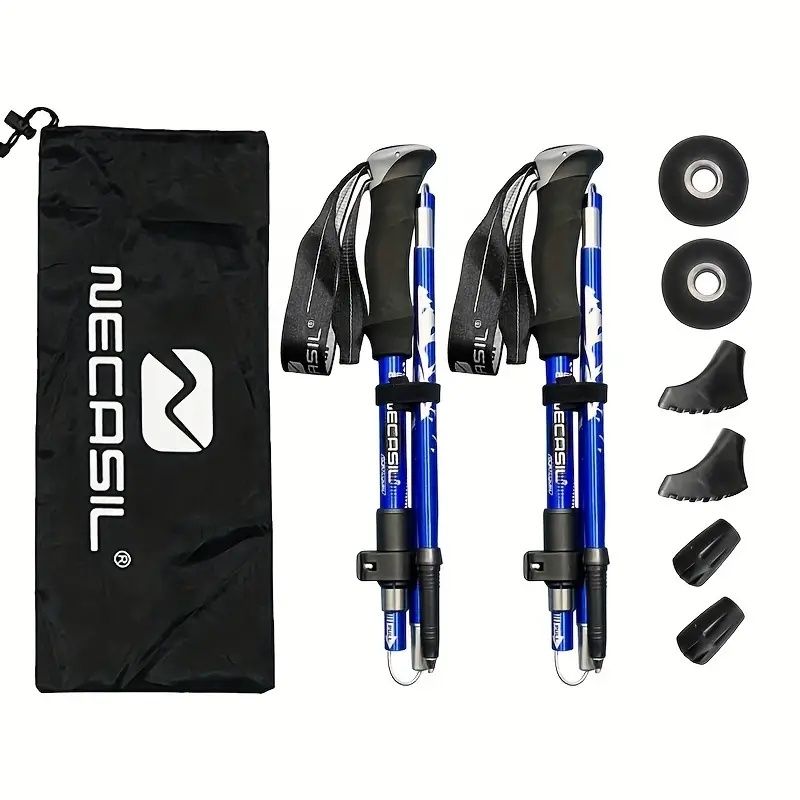 Five Section Folding Trekking Cane For Hiking And Walking - Lightweight 7075 Aluminum, Strong And Durable Outer Lock And High-density EVA Grip, Men'S And Women'S Cane, Foldable, Stretchable, Camping E
