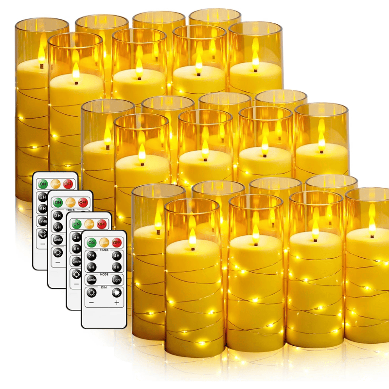 Flameless LED Candles with Timer 12 Pc Flickering Flameless Candles for Romantic Ambiance and Home Decoration Stable Acrylic Shell