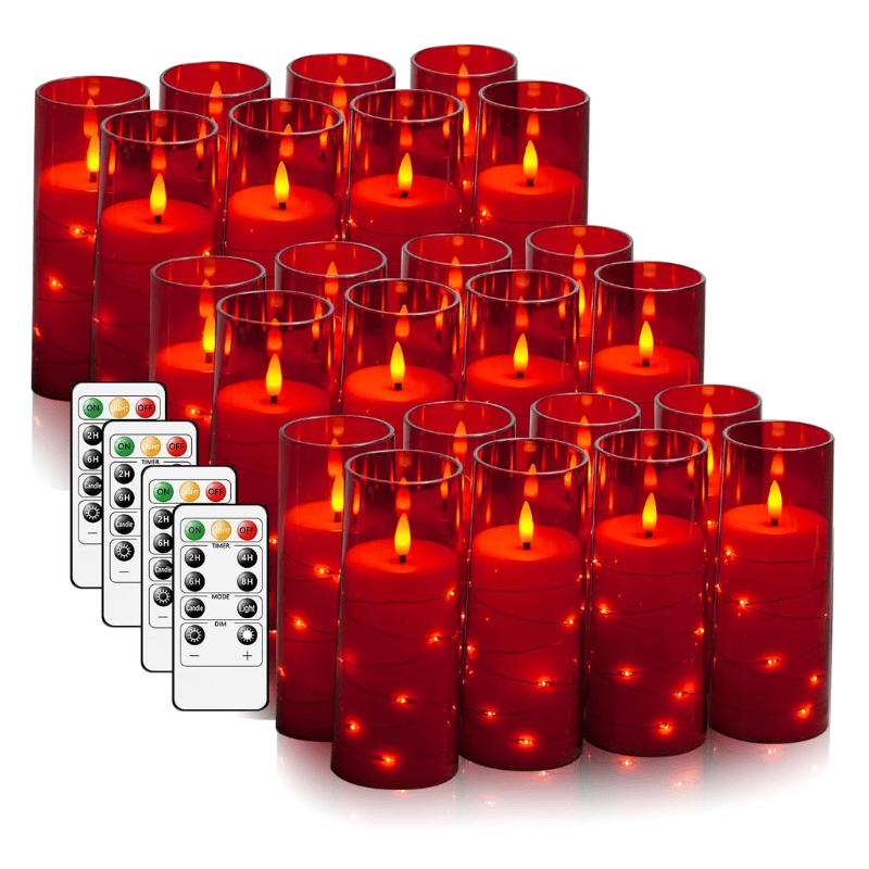 Flameless LED Candles with Timer 12 Pc Flickering Flameless Candles for Romantic Ambiance and Home Decoration Stable Acrylic Shell