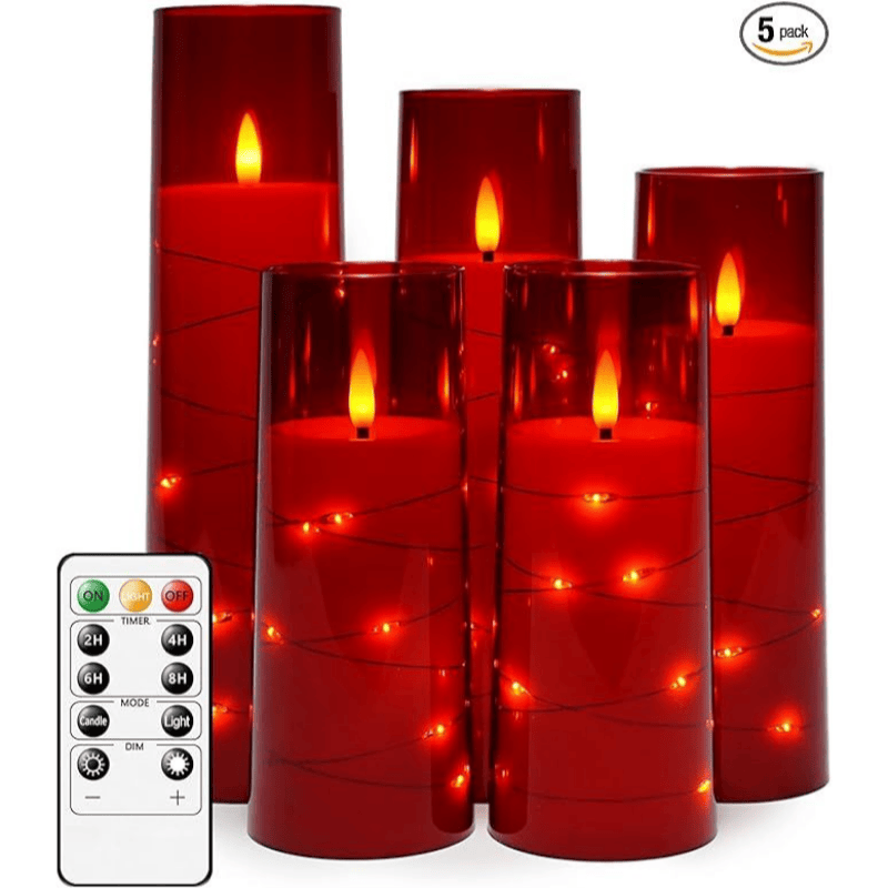 Flameless LED Candles with Timer 5 Pc Flickering Flameless Candles for Romantic Ambiance and Home Decoration Stable Acrylic Shell