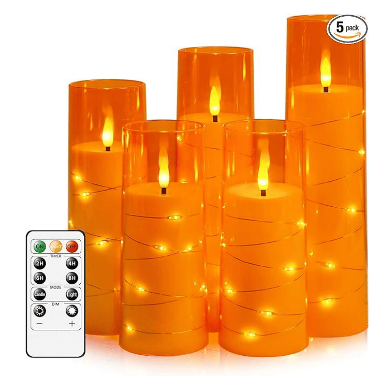 Flameless LED Candles with Timer 5 Pc Flickering Flameless Candles for Romantic Ambiance and Home Decoration Stable Acrylic Shell