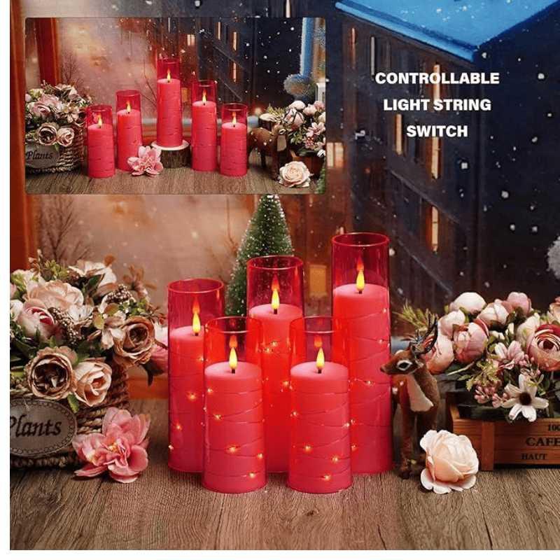 Flameless LED Candles with Timer 5 Pc Flickering Flameless Candles for Romantic Ambiance and Home Decoration Stable Acrylic Shell