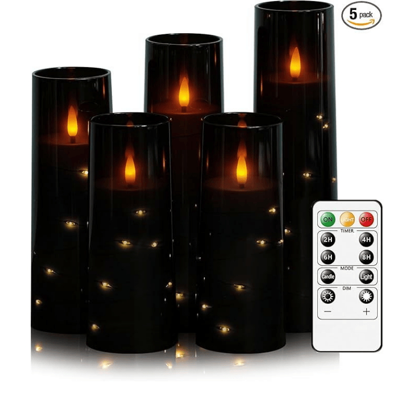 Flameless LED Candles with Timer 5 Pc Flickering Flameless Candles for Romantic Ambiance and Home Decoration Stable Acrylic Shell