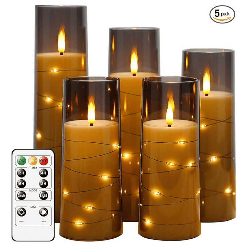 Flameless LED Candles with Timer 5 Pc Flickering Flameless Candles for Romantic Ambiance and Home Decoration Stable