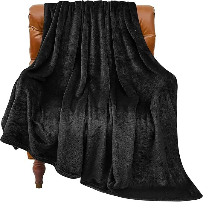 Fleece Blanket Black Throw Blankets for Couch  Bed