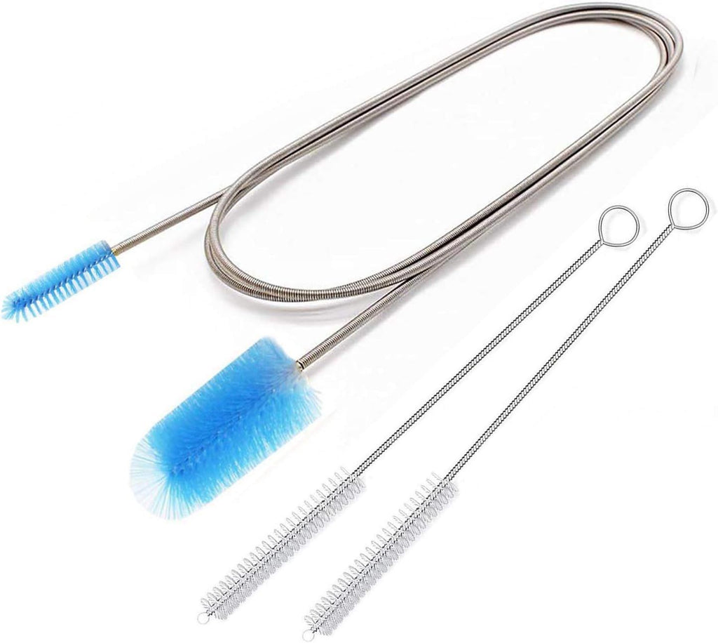 Flexible Drain Brush, Nylon Cleaner Double Ended Elastic Hose Pipe 67-inch and 2 PCS 8.2-inch Straw Cleaning Brush
